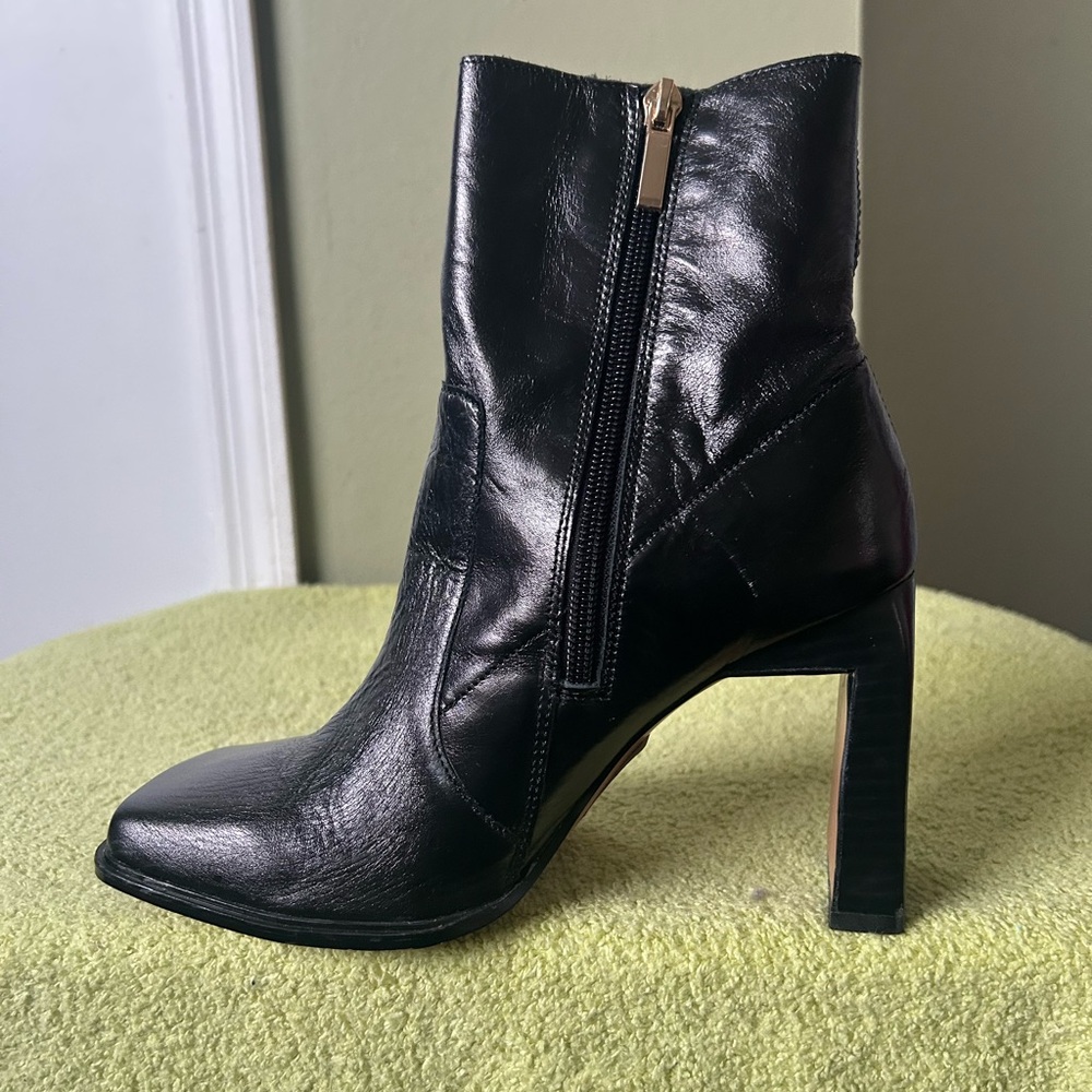 ASOS Black Leather High Heel Ankle Boots